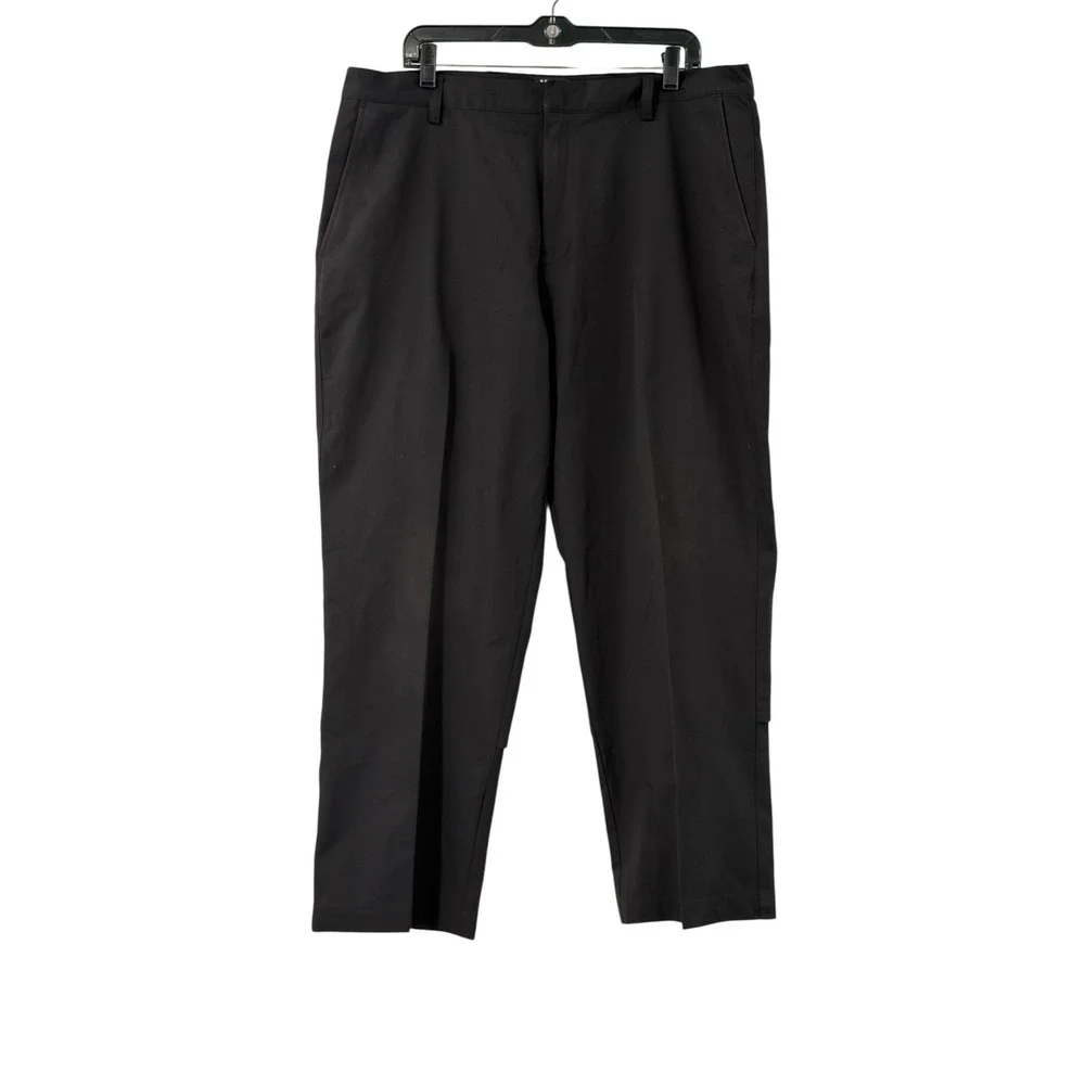 Adidas Golf Pants Men Black Stretch Vented Performance Flat Front Trousers 38x28